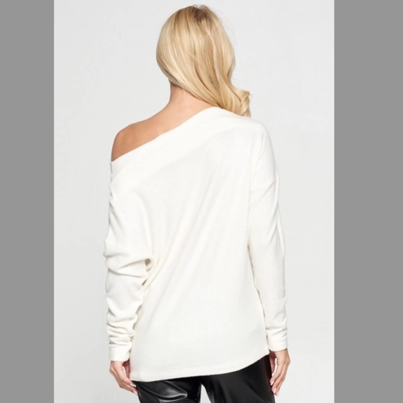 Renee C. Ivory Knit Off the Shoulder Top - Picture 4 of 4